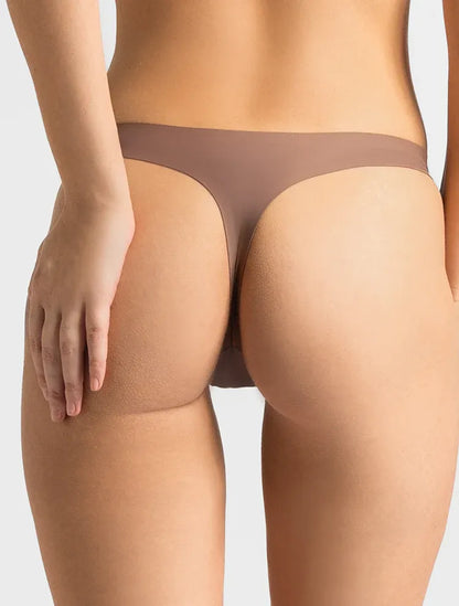 Marie France Cacao Women No-Show Laser-Cut Microfiber Seamless Thong SKU: SLSEAMLESSTHONG_cacao Image 02