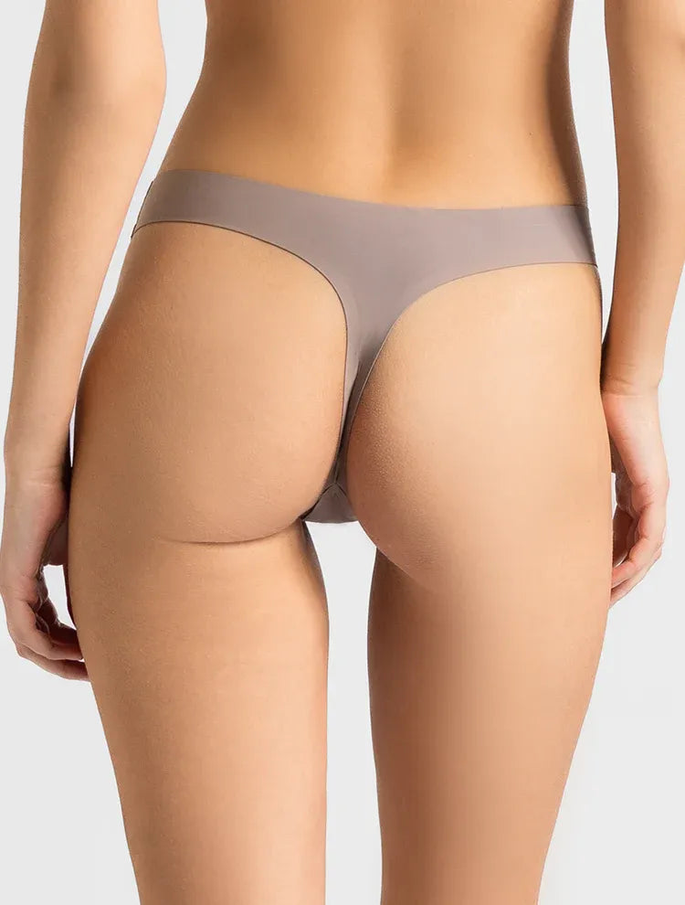 Marie France Greige Women No-Show Laser-Cut Microfiber Seamless Thong SKU: SLSEAMLESSTHONG_greige Image 02