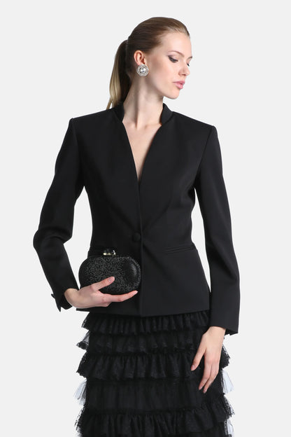 Luisa Spagnoli Nero Women Soana Elegant Minimalist Blazer SKU: SOANA_0101 Image 01