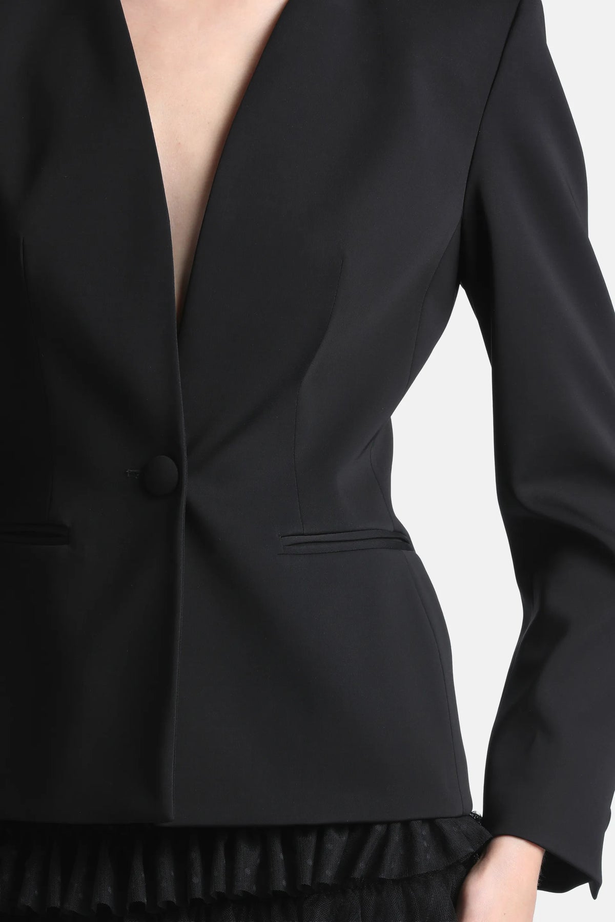 Luisa Spagnoli Nero Women Soana Elegant Minimalist Blazer SKU: SOANA_0101 Image 04