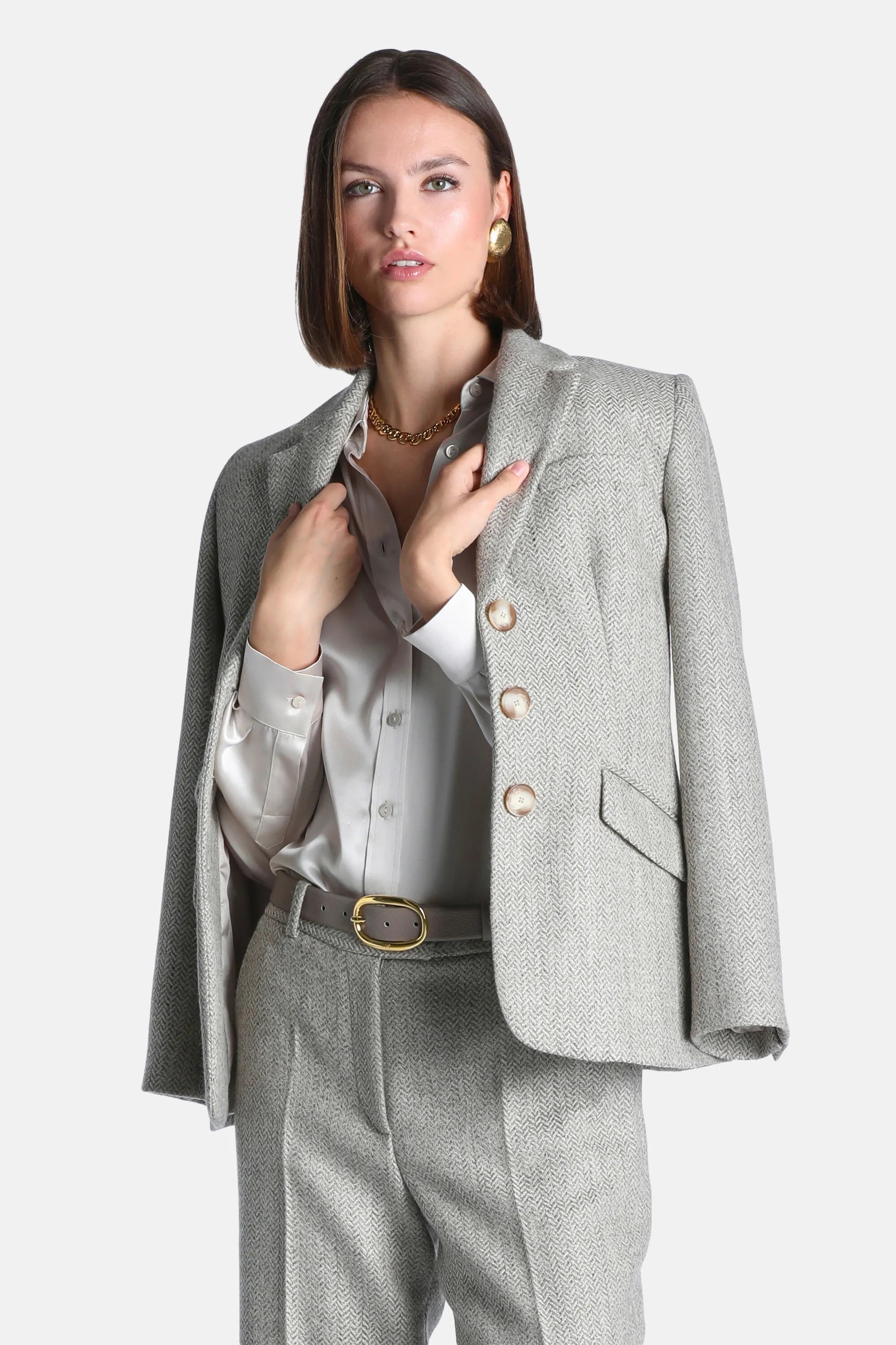 Luisa Spagnoli Var Spinato Ghiaccio Women Sognatrice - Pure Virgin Wool Blazer SKU: SOGNATRICE_3360 Image 01
