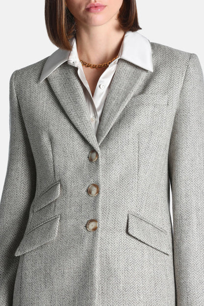 Luisa Spagnoli Var Spinato Ghiaccio Women Sognatrice - Pure Virgin Wool Blazer SKU: SOGNATRICE_3360 Image 04