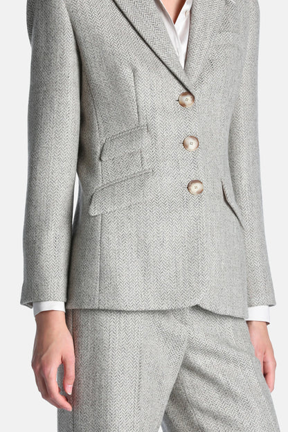 Luisa Spagnoli Var Spinato Ghiaccio Women Sognatrice - Pure Virgin Wool Blazer SKU: SOGNATRICE_3360 Image 05