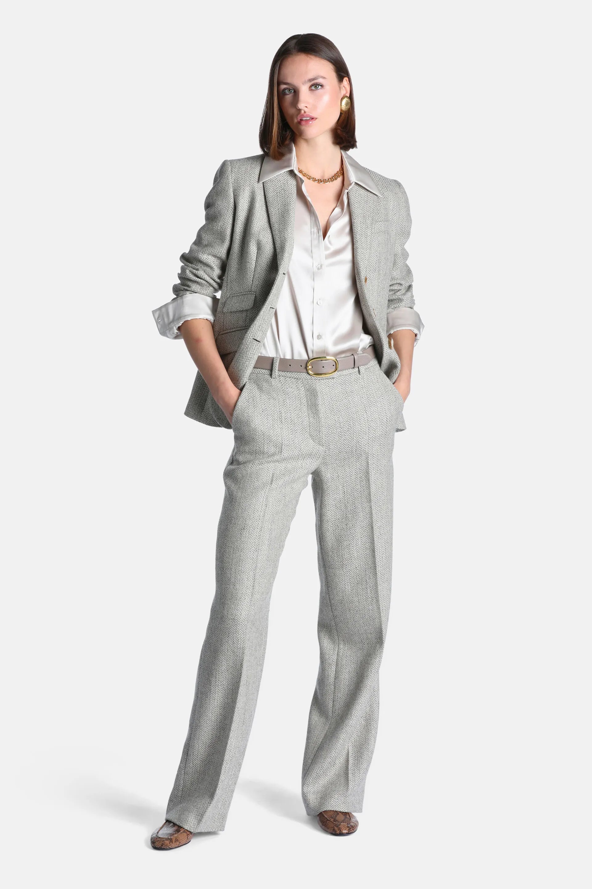 Luisa Spagnoli Var Spinato Ghiaccio Women Sognatrice - Pure Virgin Wool Blazer SKU: SOGNATRICE_3360 Image 06