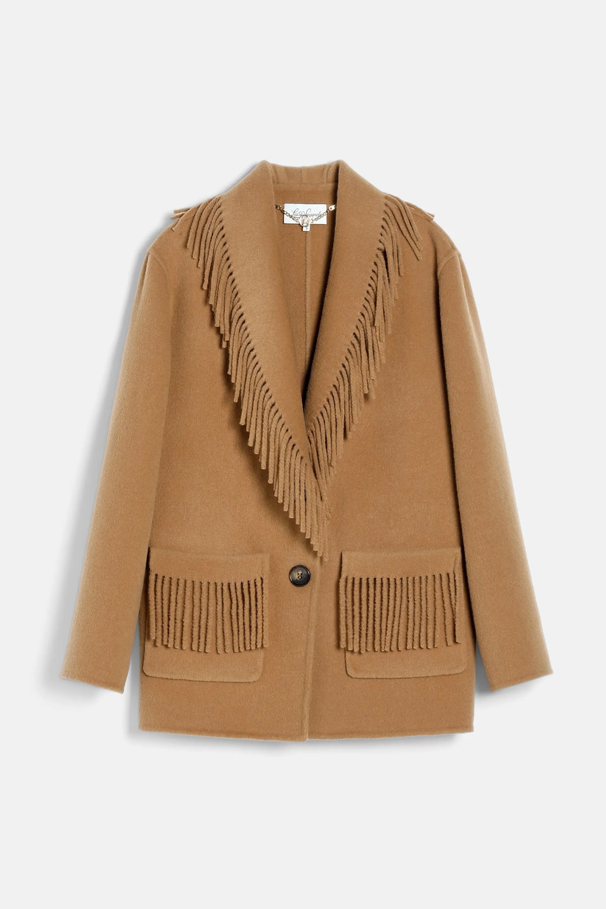 Luisa Spagnoli Caramello Women Solero Fringed Wool Jacket SKU: SOLERO_2344 Image 07