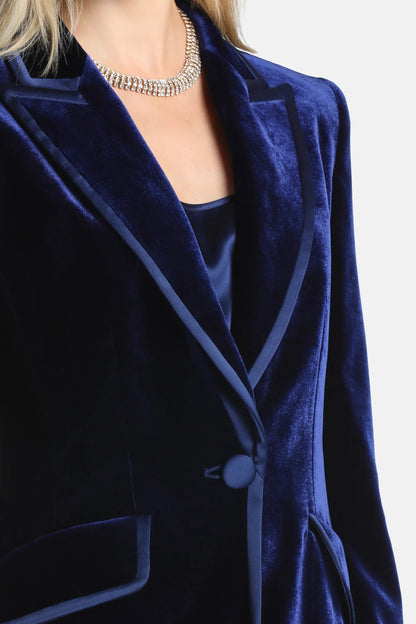 Luisa Spagnoli Blu/Blu Women Solvente Elegant Silk and Viscose Blazer SKU: SOLVENTE_1221 1221 Image 03