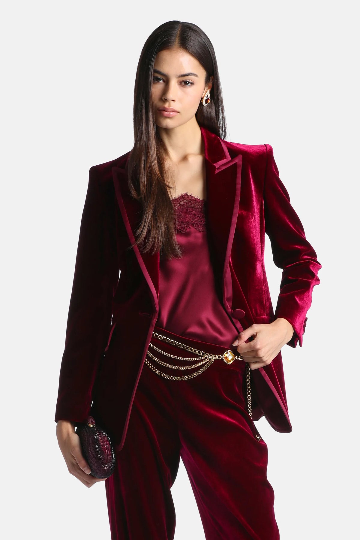 Luisa Spagnoli Rubino/Rubino Women Solvente Elegant Silk and Viscose Blazer SKU: SOLVENTE_2446 2446 Image 01