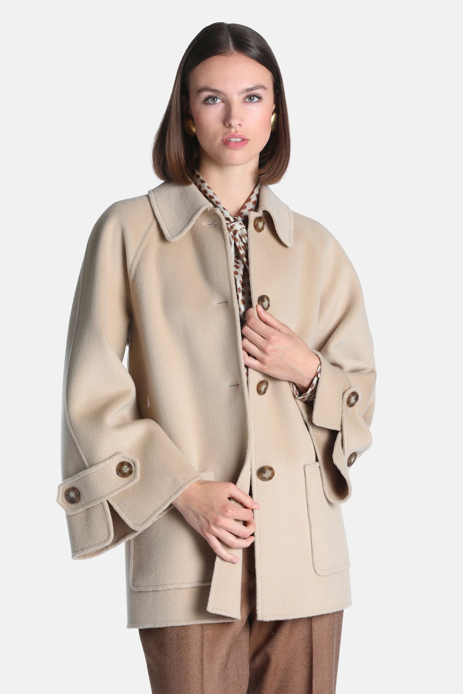 Luisa Spagnoli Beige Women Soppalco - Wool Peacoat SKU: SOPPALCO_1153 Image 01