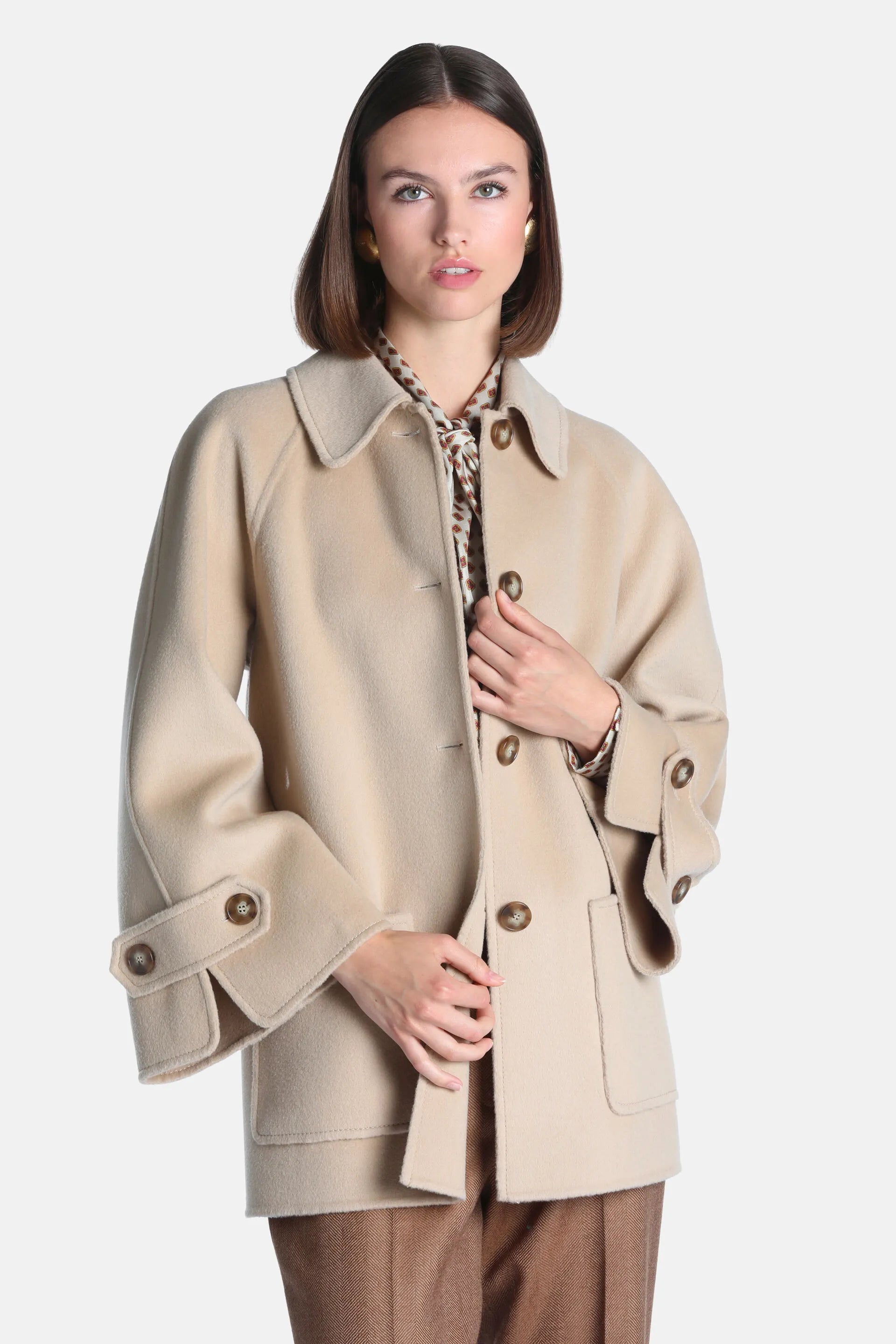 Luisa Spagnoli Beige Women Soppalco - Wool Peacoat SKU: SOPPALCO_1153 Image 01