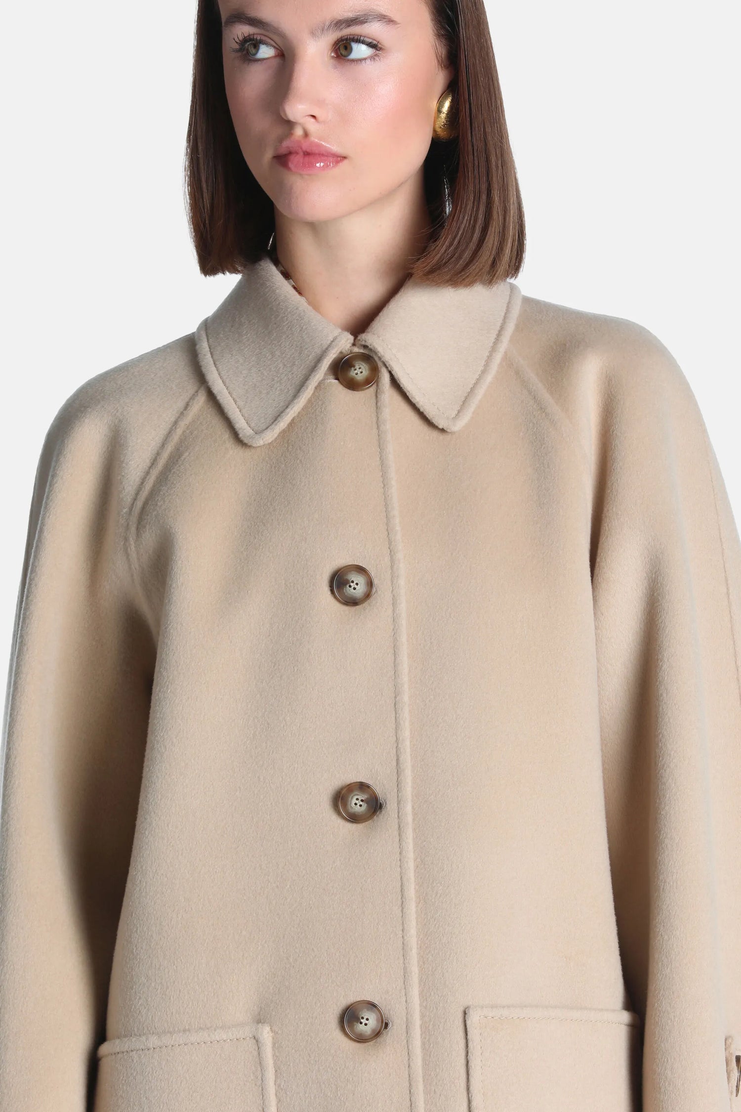 Luisa Spagnoli Beige Women Soppalco - Wool Peacoat SKU: SOPPALCO_1153 Image 03