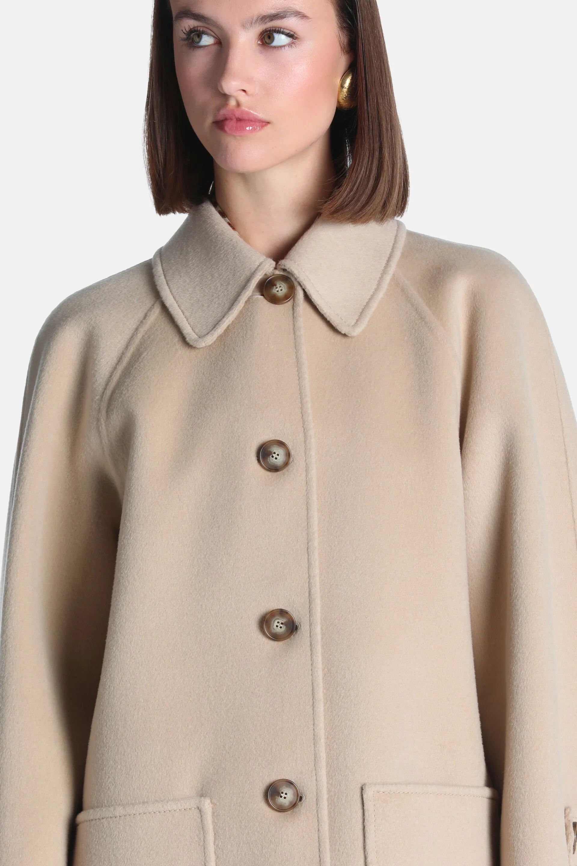 Luisa Spagnoli Beige Women Soppalco - Wool Peacoat SKU: SOPPALCO_1153 Image 03