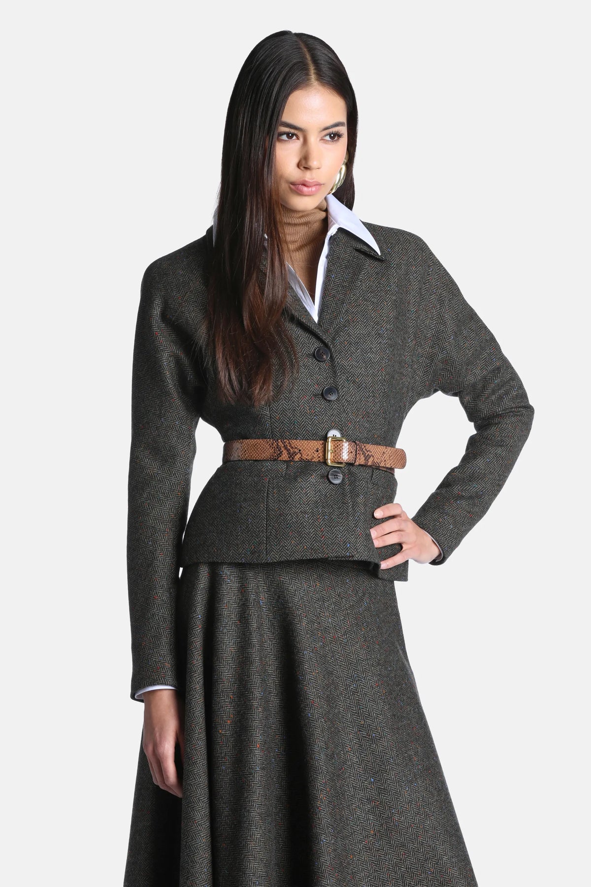 Luisa Spagnoli Var Spin Verde Bosco Women Sospiri Cropped Blazer - Fashion Show SKU: SOSPIRI_3370 Image 01