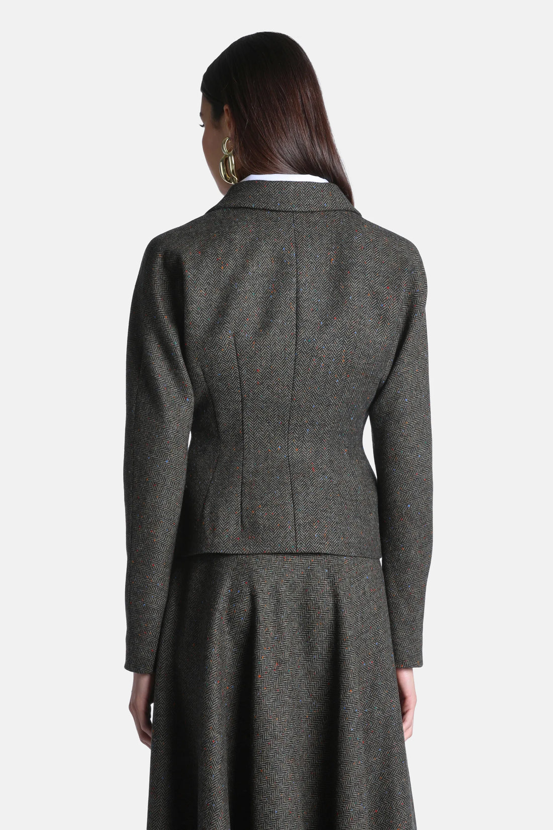 Luisa Spagnoli Var Spin Verde Bosco Women Sospiri Cropped Blazer - Fashion Show SKU: SOSPIRI_3370 Image 02