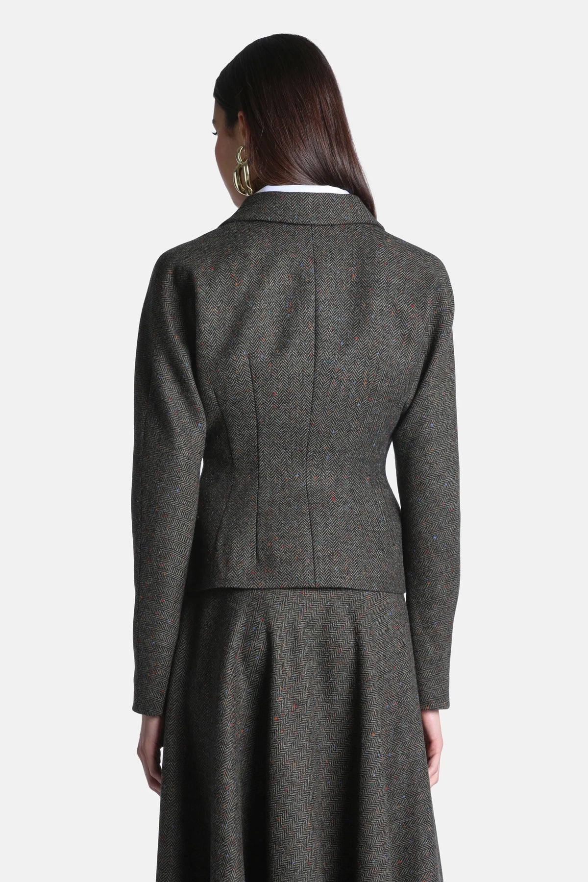 Luisa Spagnoli Var Spin Verde Bosco Women Sospiri Cropped Blazer - Fashion Show SKU: SOSPIRI_3370 Image 02