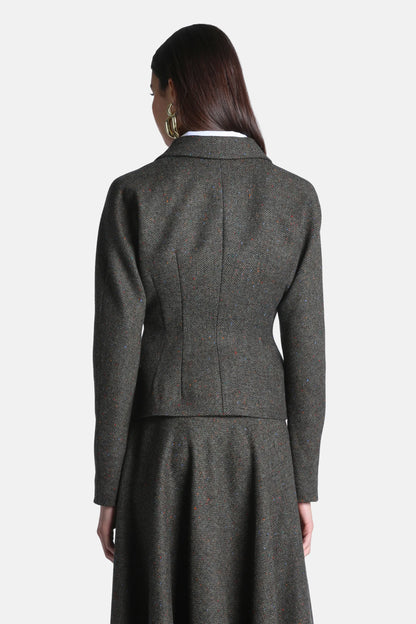 Luisa Spagnoli Var Spin Verde Bosco Women Sospiri Cropped Blazer - Fashion Show SKU: SOSPIRI_3370 Image 02