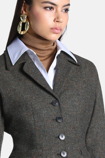 Luisa Spagnoli Var Spin Verde Bosco Women Sospiri Cropped Blazer - Fashion Show SKU: SOSPIRI_3370 Image 03