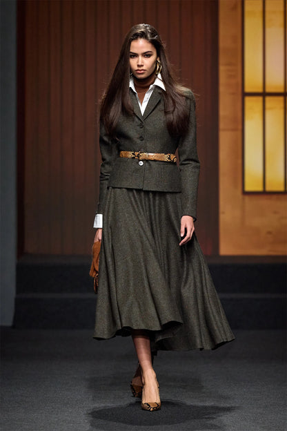 Luisa Spagnoli Var Spin Verde Bosco Women Sospiri Cropped Blazer - Fashion Show SKU: SOSPIRI_3370 Image 06