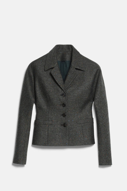 Luisa Spagnoli Var Spin Verde Bosco Women Sospiri Cropped Blazer - Fashion Show SKU: SOSPIRI_3370 Image 07