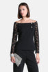 Luisa Spagnoli Nero/Nero Women Sostenuto - Elegant Top with Lace Sleeves SKU: SOSTENUTO_0101 0101 Image 01