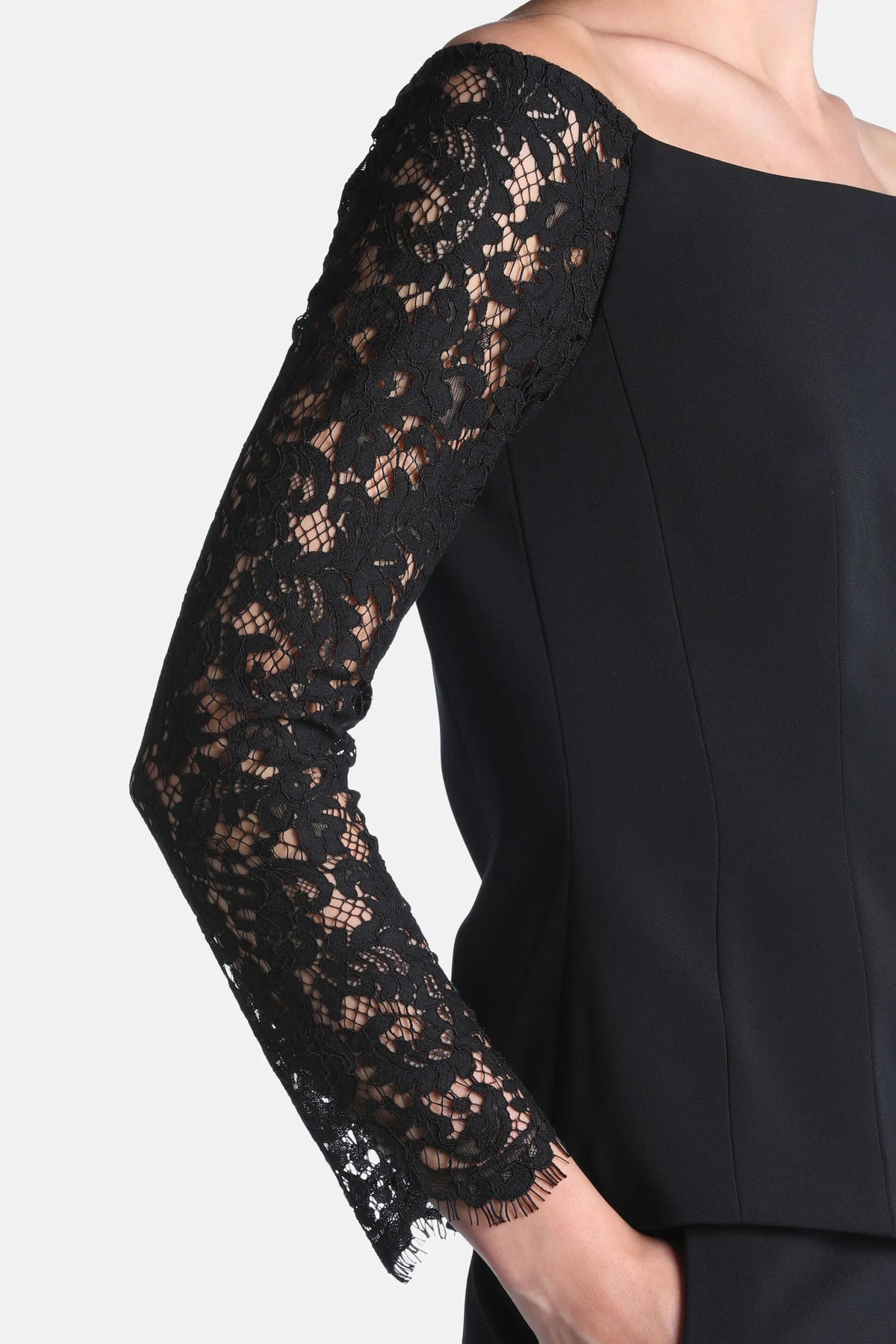 Luisa Spagnoli Nero/Nero Women Sostenuto - Elegant Top with Lace Sleeves SKU: SOSTENUTO_0101 0101 Image 04