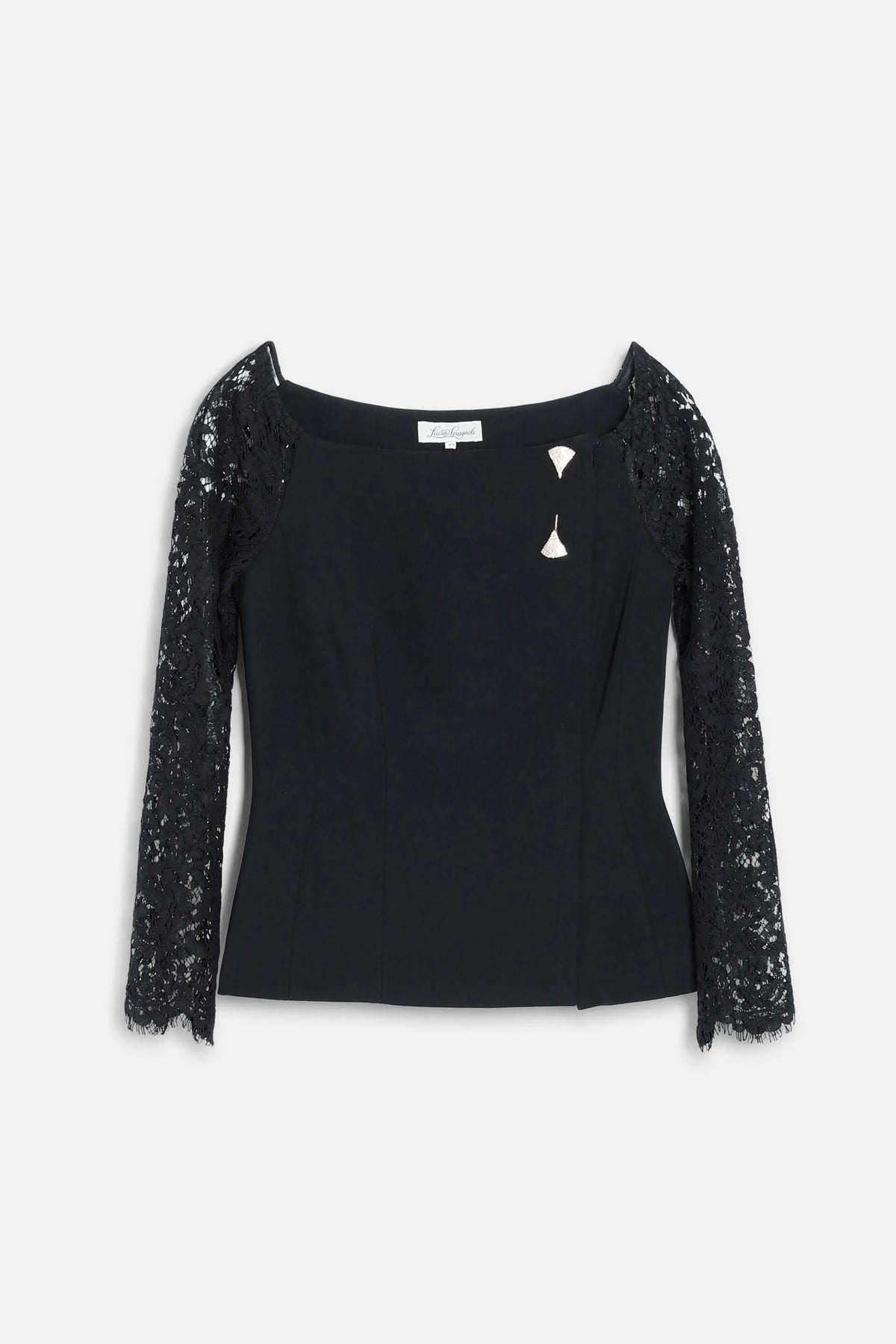 Luisa Spagnoli Nero/Nero Women Sostenuto - Elegant Top with Lace Sleeves SKU: SOSTENUTO_0101 0101 Image 06
