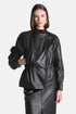 Luisa Spagnoli Marrone Women Spareggio Leather Jacket with Gathered Waist - Fashion Show SKU: SPAREGGIO_0996 Image 01