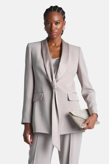 Luisa Spagnoli Platino/Platino Women Spazzola - Elegant Ruffle-Trimmed Blazer SKU: SPAZZOLA_1133 1133 Image 01