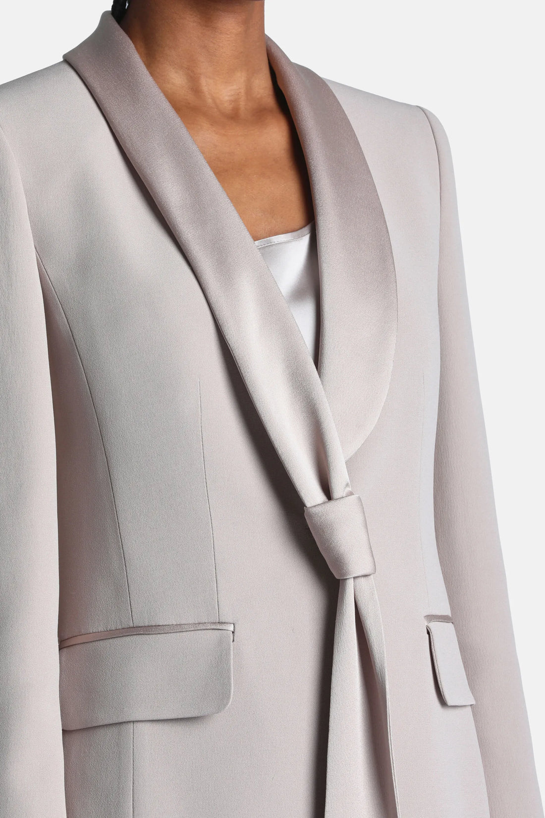 Luisa Spagnoli Platino/Platino Women Spazzola - Elegant Ruffle-Trimmed Blazer SKU: SPAZZOLA_1133 1133 Image 03