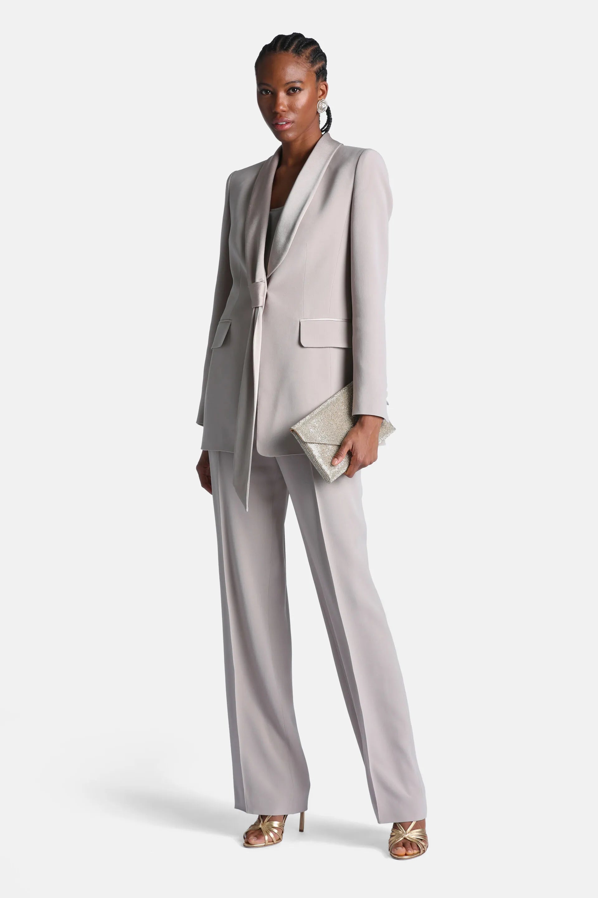 Luisa Spagnoli Platino/Platino Women Spazzola - Elegant Ruffle-Trimmed Blazer SKU: SPAZZOLA_1133 1133 Image 05