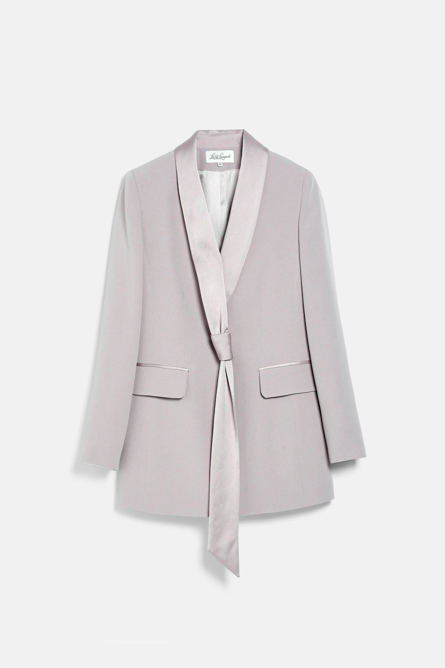 Luisa Spagnoli Platino/Platino Women Spazzola - Elegant Ruffle-Trimmed Blazer SKU: SPAZZOLA_1133 1133 Image 06