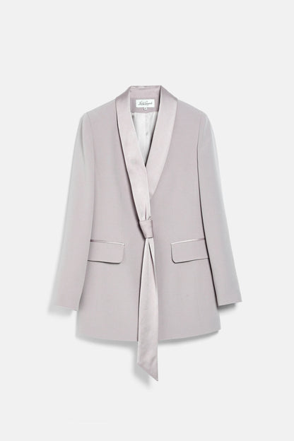 Luisa Spagnoli Platino/Platino Women Spazzola - Elegant Ruffle-Trimmed Blazer SKU: SPAZZOLA_1133 1133 Image 06