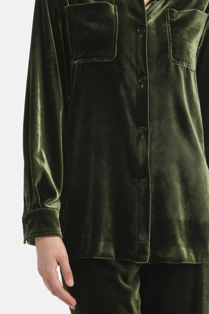 Luisa Spagnoli_Green_Spettacolo - Elegant Velvet Shirt_SPETTACOLO_1741_04