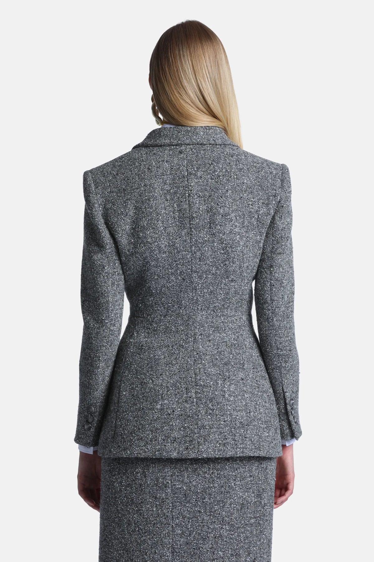 Luisa Spagnoli Var Grigio Panna Women Spettatore - Double-Breasted Tweed Jacket SKU: SPETTATORE_3331 Image 03