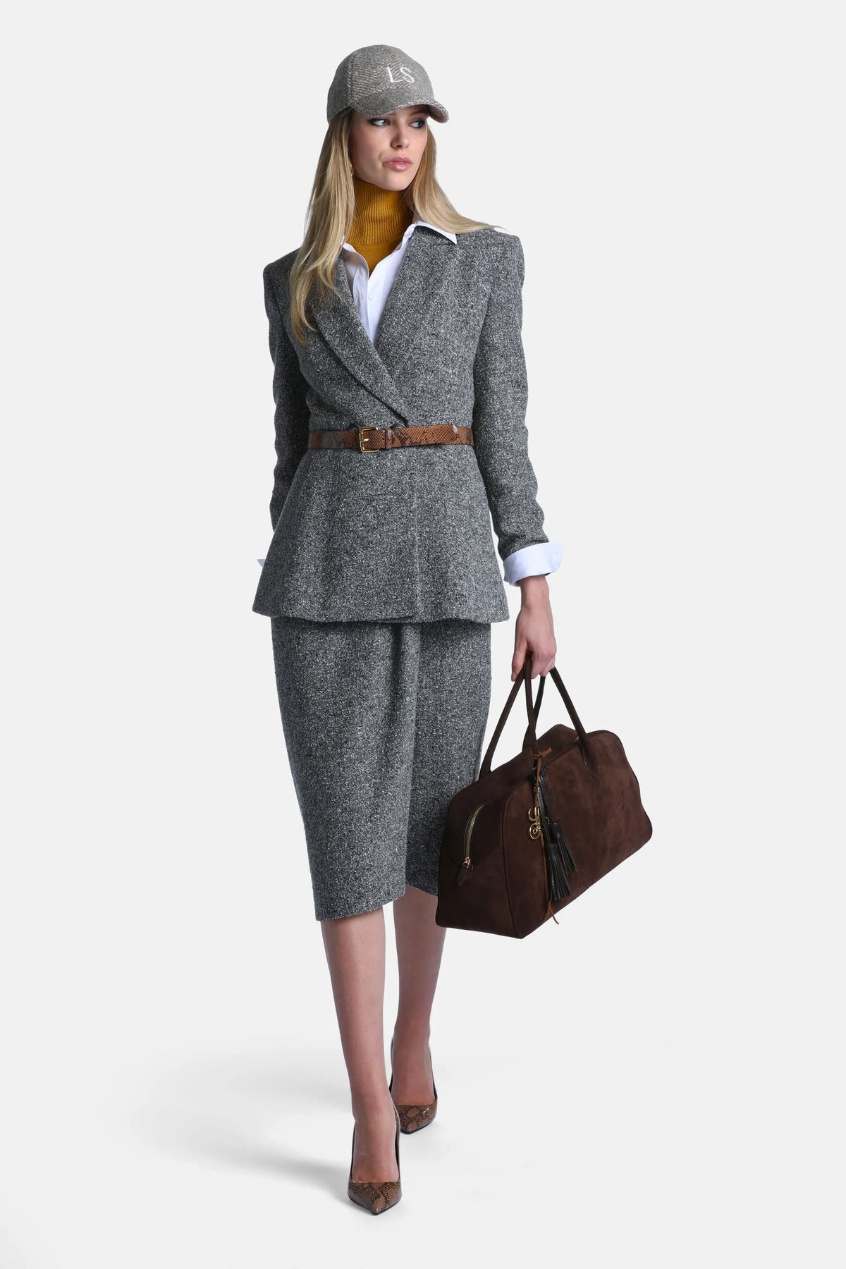 Luisa Spagnoli Var Grigio Panna Women Spettatore - Double-Breasted Tweed Jacket SKU: SPETTATORE_3331 Image 06