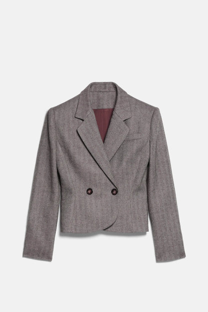 Luisa Spagnoli Var Spinro Fango Women Steffi Blazer with Oversized Shoulders - Fashion Show SKU: STEFFI_3467 Image 06
