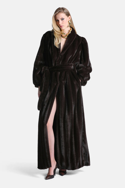 Luisa Spagnoli Marrone/Marrone Women Stelline Maxi Fur-Effect Coat - Fashion Show SKU: STELLINE_0910 0993 Image 01