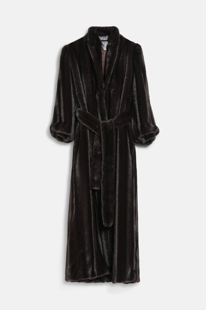 Luisa Spagnoli Marrone/Marrone Women Stelline Maxi Fur-Effect Coat - Fashion Show SKU: STELLINE_0910 0993 Image 07