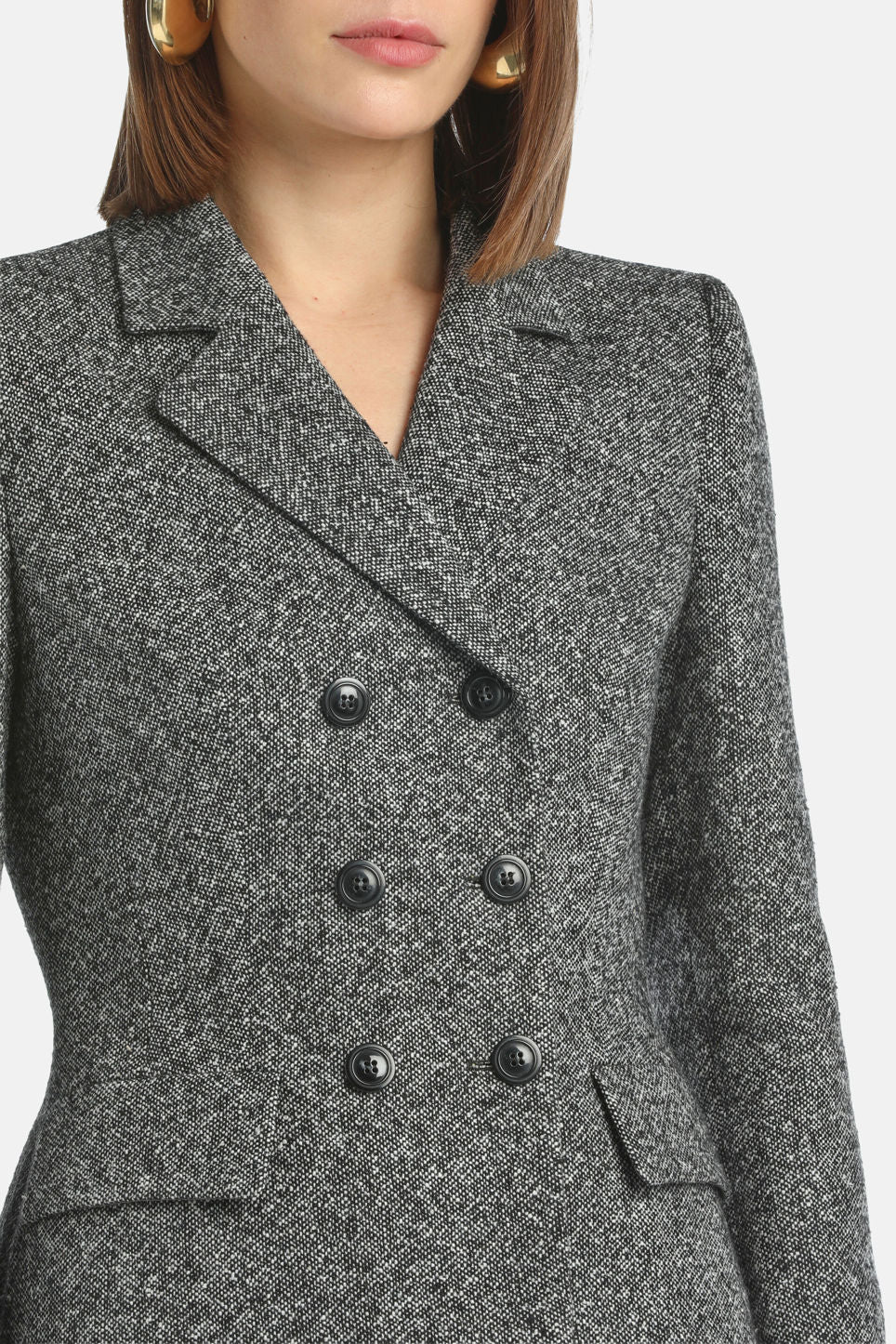 Luisa Spagnoli_Var Nero Panna_Stencil - MŽlange Double-Breasted Jacket_STENCIL_3988_04