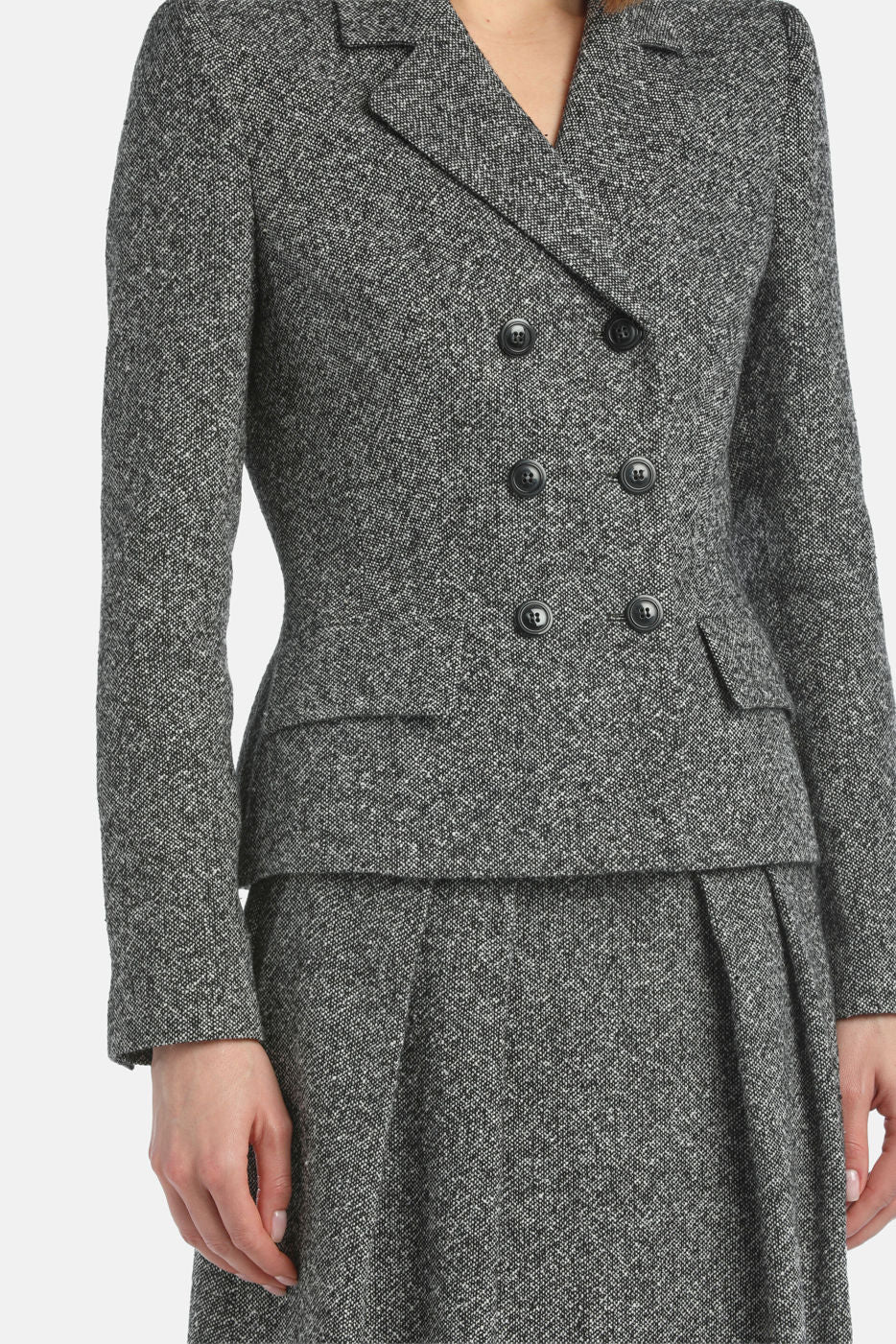 Luisa Spagnoli_Var Nero Panna_Stencil - MŽlange Double-Breasted Jacket_STENCIL_3988_05