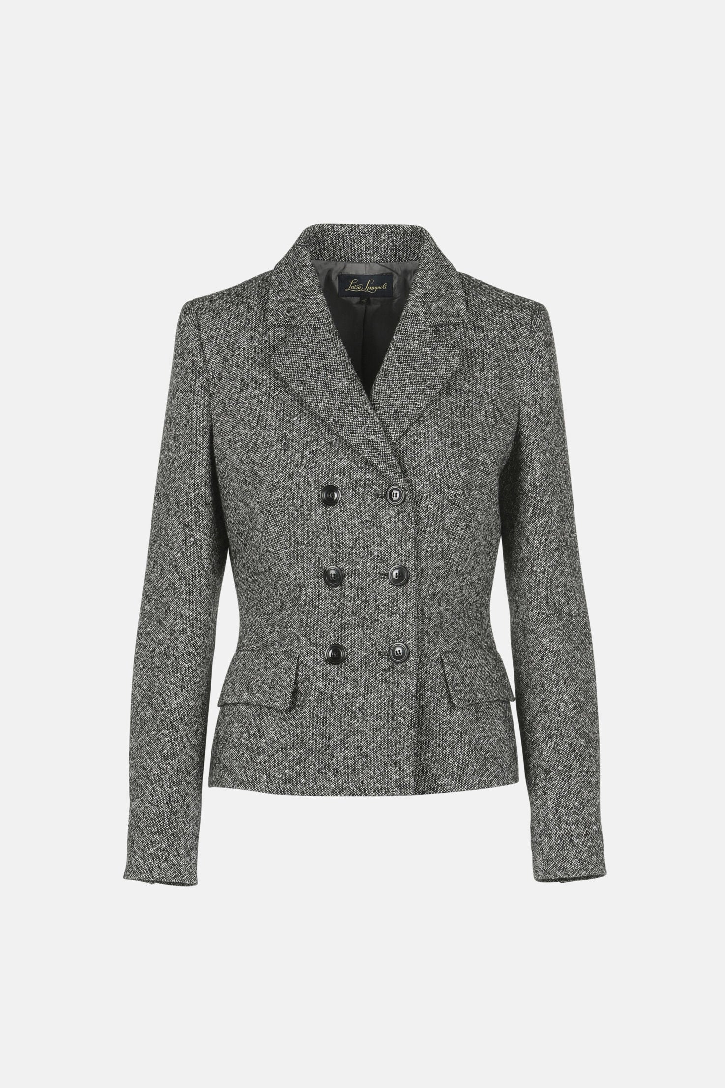 Luisa Spagnoli_Var Nero Panna_Stencil - MŽlange Double-Breasted Jacket_STENCIL_3988_06