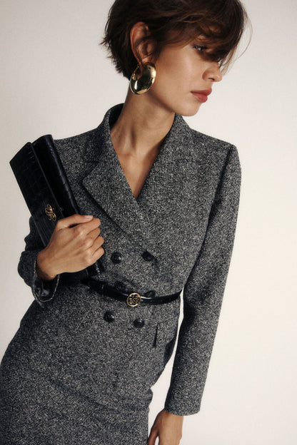 Luisa Spagnoli_Var Nero Panna_Stencil - MŽlange Double-Breasted Jacket_STENCIL_3988_07