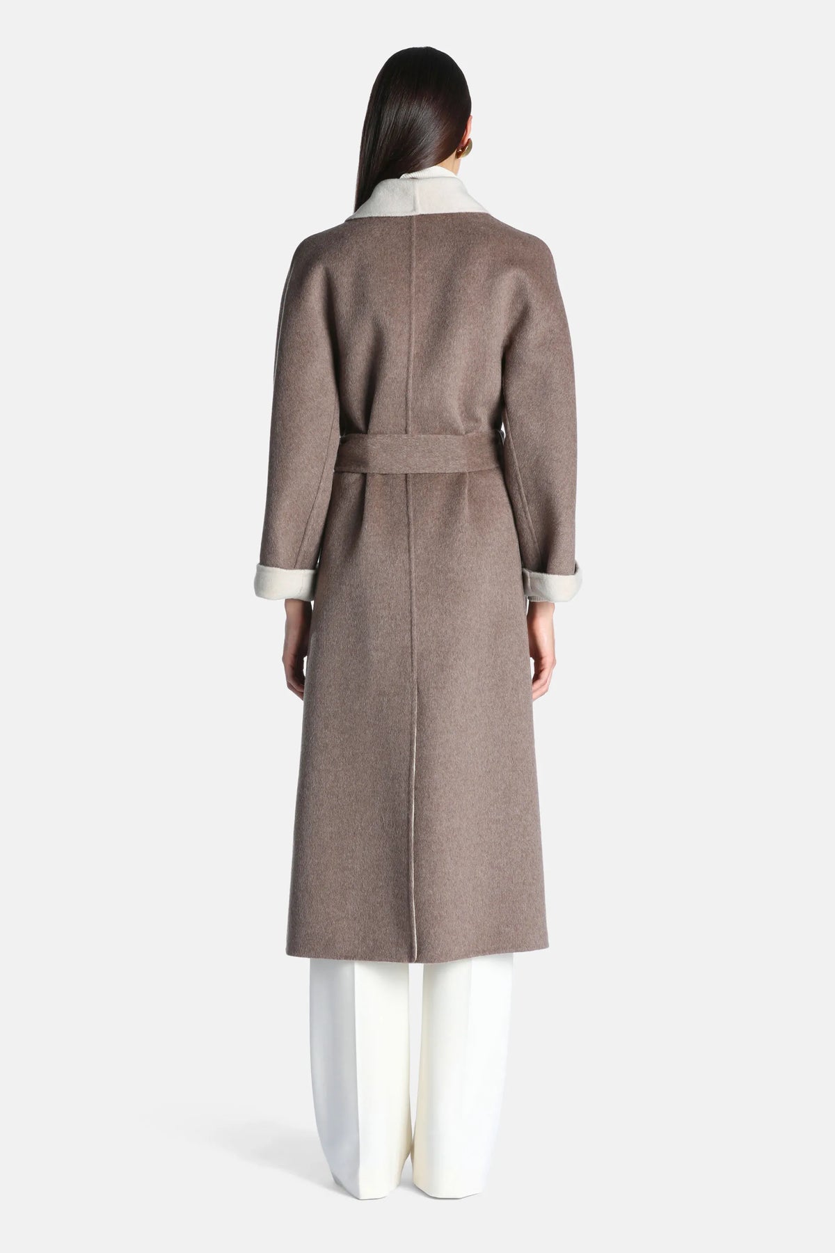 Luisa Spagnoli Tortora Women Stenografo - Coat with Shawl Lapels SKU: STENOGRAFO_2716 Image 02