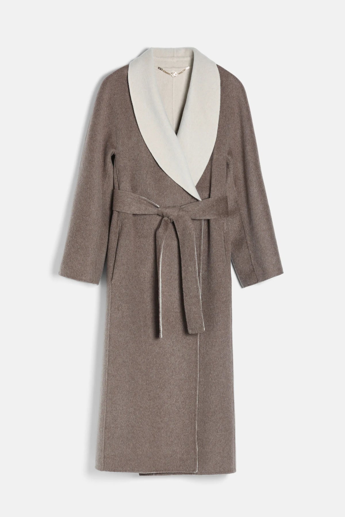 Luisa Spagnoli Tortora Women Stenografo - Coat with Shawl Lapels SKU: STENOGRAFO_2716 Image 06