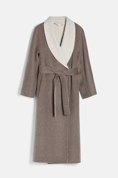 Luisa Spagnoli Tortora Women Stenografo - Coat with Shawl Lapels SKU: STENOGRAFO_2716 Image 06