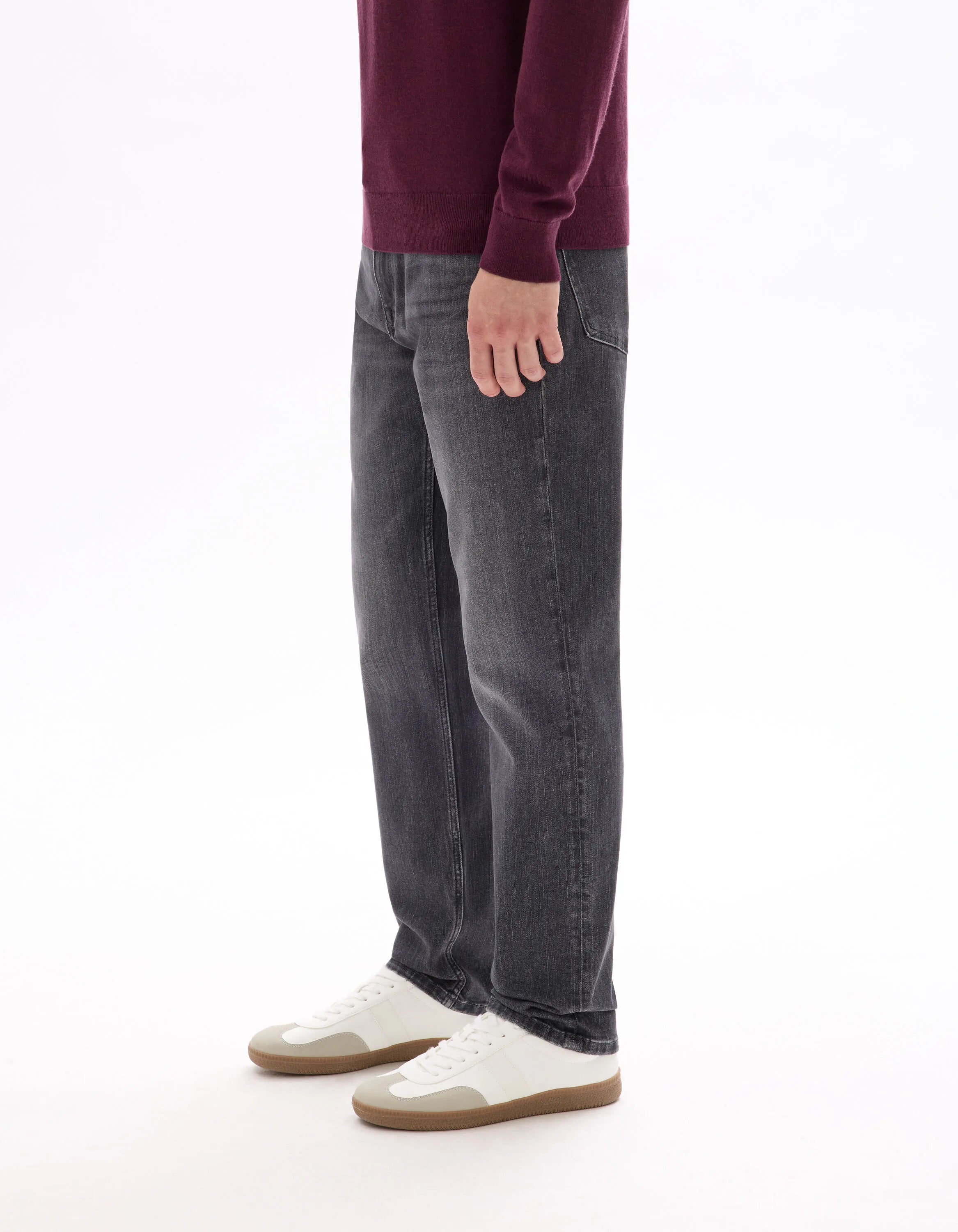 Celio_Grey_C.15 Straight Stretch Cotton Jeans, 3 Lengths_STRAIGHT3L_GREY_04