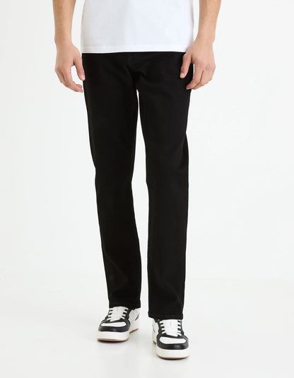 Celio_Noir_C.15 Straight Stretch Cotton Jeans, 3 Lengths_STRAIGHT3L_NOIR_01