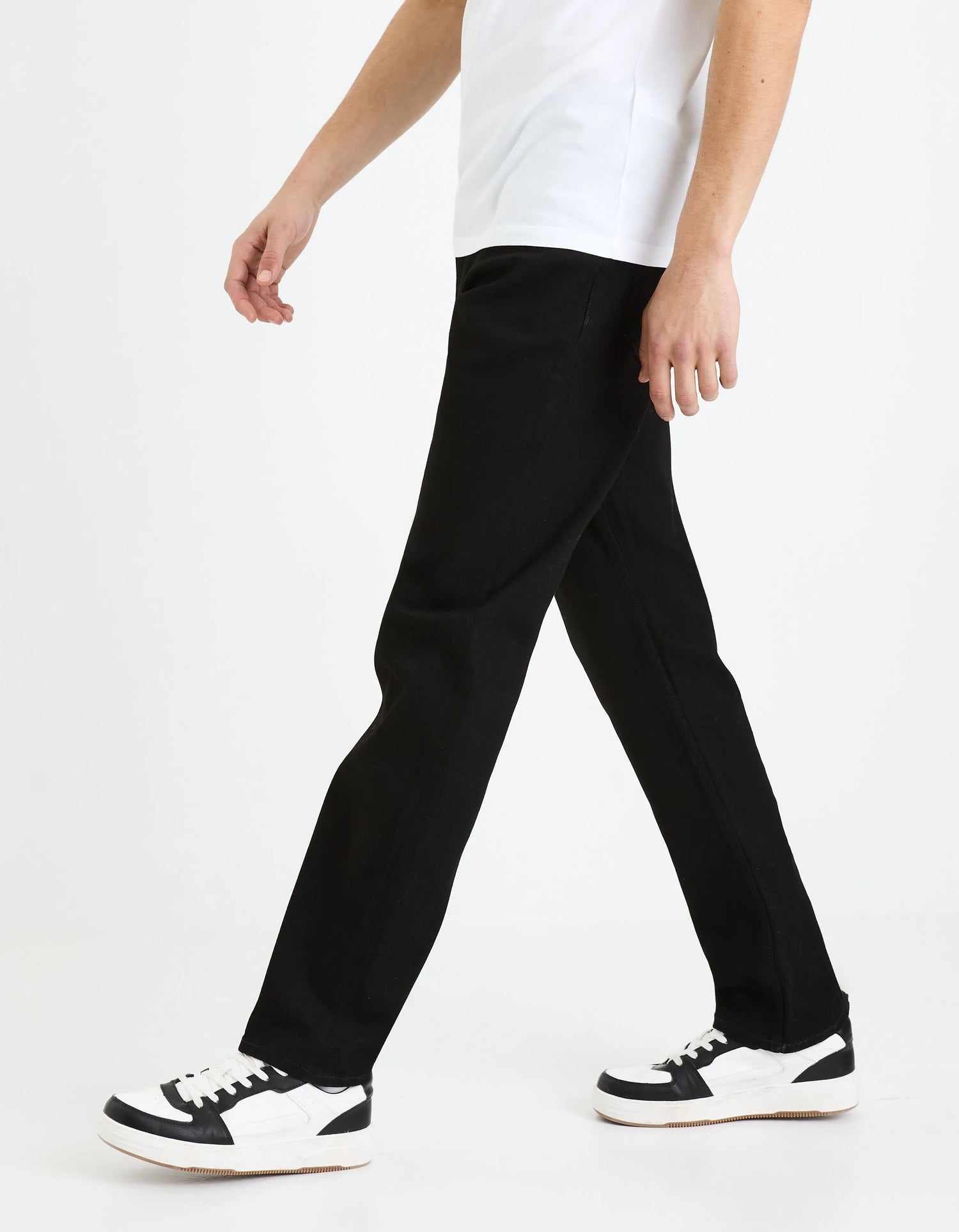 Celio_Noir_C.15 Straight Stretch Cotton Jeans, 3 Lengths_STRAIGHT3L_NOIR_04