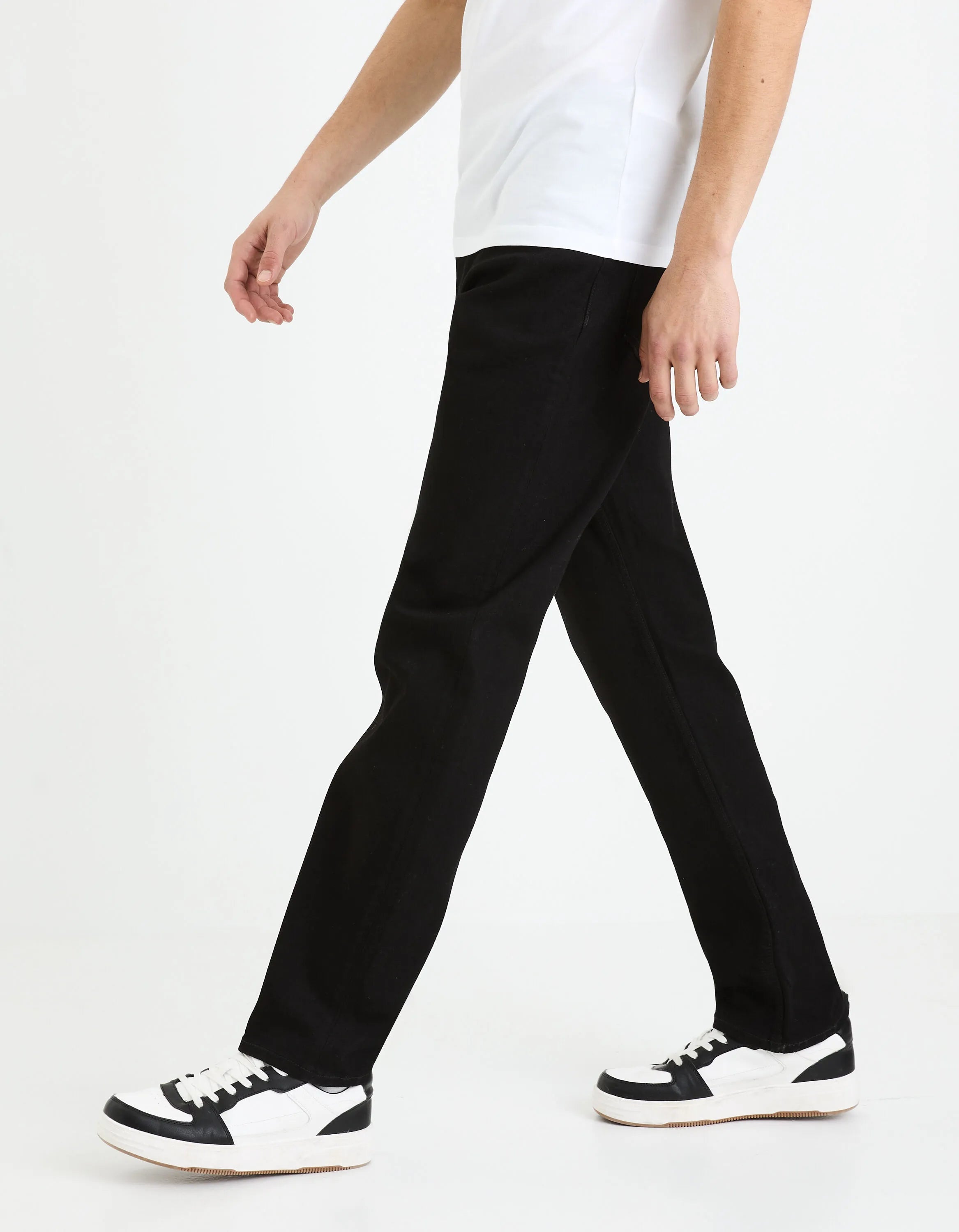 Celio_Noir_C.15 Straight Stretch Cotton Jeans, 3 Lengths_STRAIGHT3L_NOIR_04