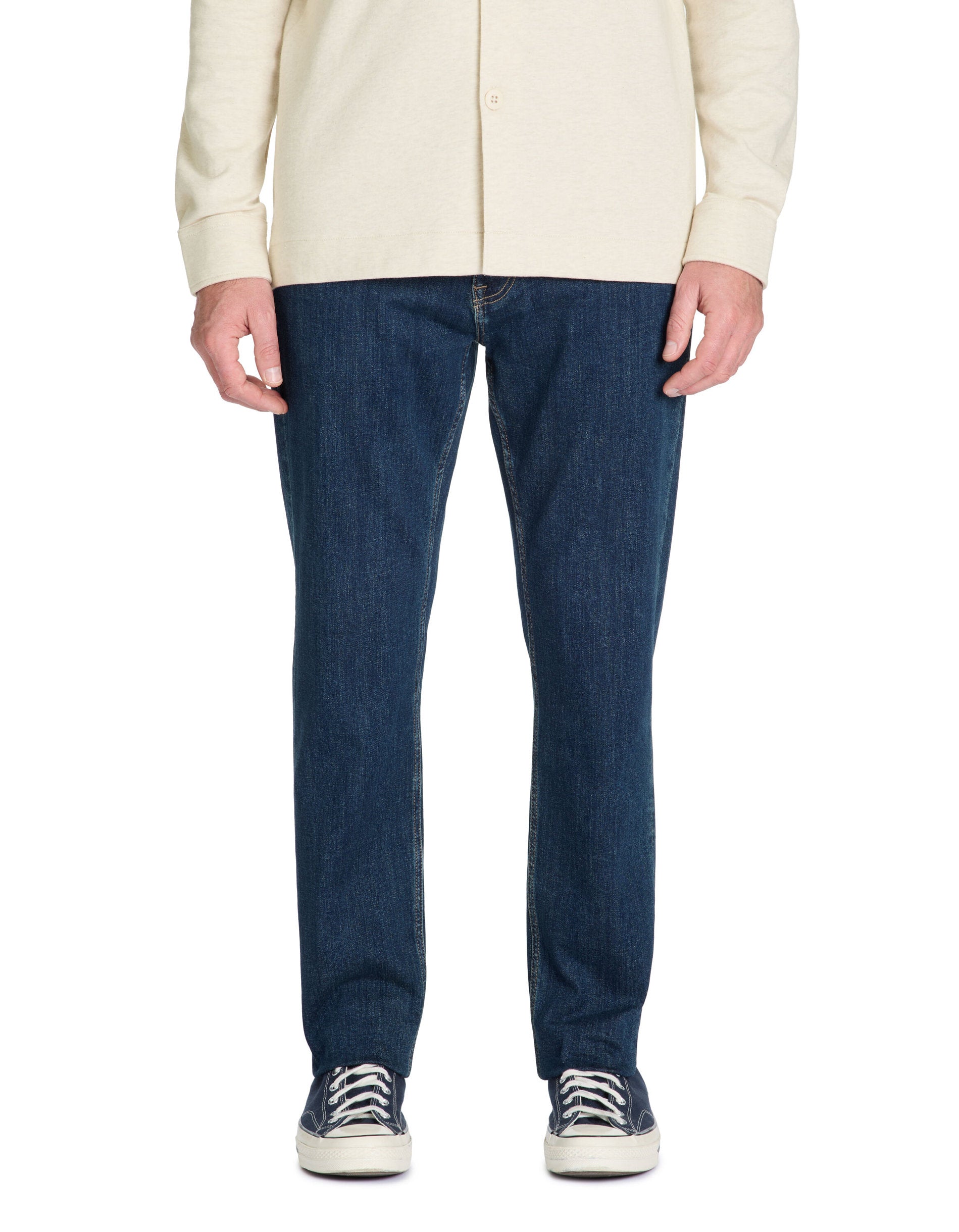 Celio_Dark Blue C.15 Straight Stretch Cotton Jeans in 3 Lengths_STRAIGHT3L_RINSE_02