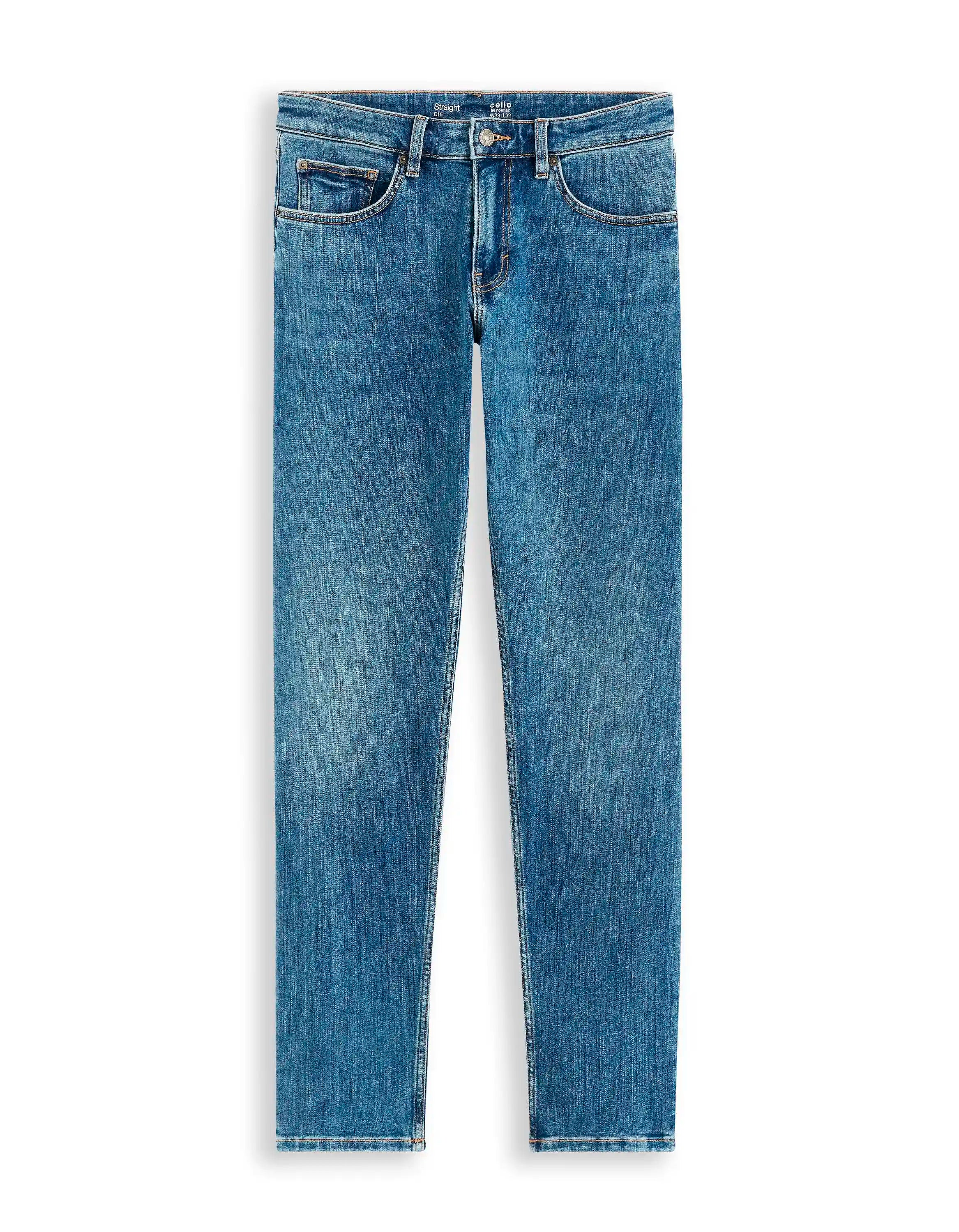 Celio_Stone_C.15 Straight Stretch Cotton Jeans, 3 Lengths_STRAIGHT3L_STONE_07